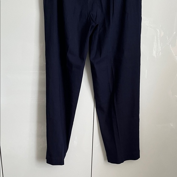 H by Halston NWOT Navy Linen Sailor High Waist Trousers Gold Button, Size 10 - Picture 7 of 9
